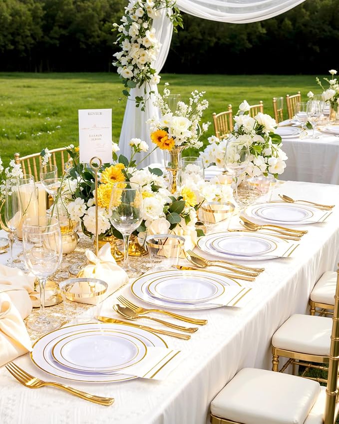 GATHER 350PCS Gold Plastic Plates - Image 3