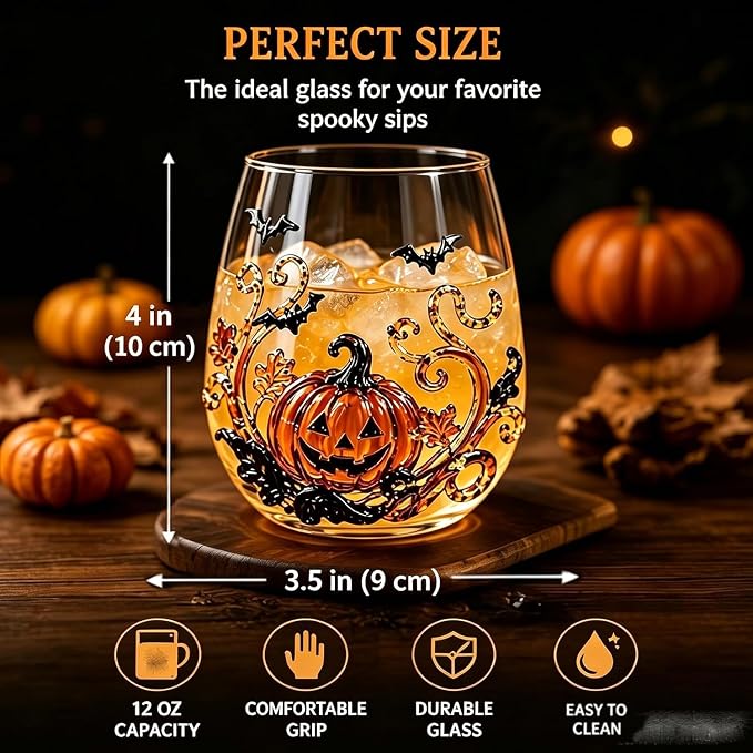 3D Halloween Artisan Glassware Collection, Gothic Halloween Glass Cups - Image 3