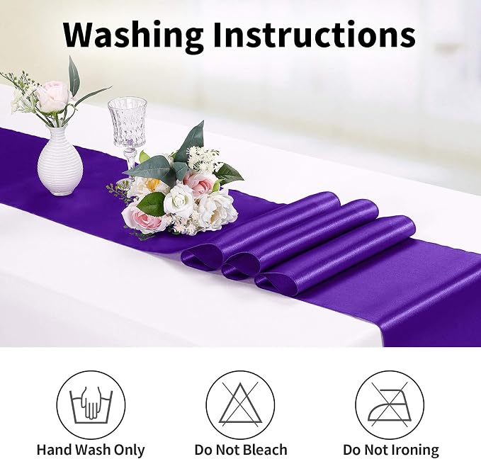 5-Pack Satin Table Runner Purple 12 x 108 inches Long, Table Runners - Image 6