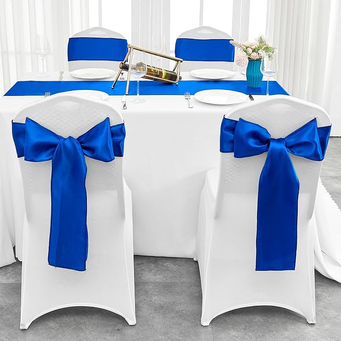 4-Pack Royal Blue Satin Table Runner 12 x 108 Inch Long Bright and Smooth Silk - Image 4