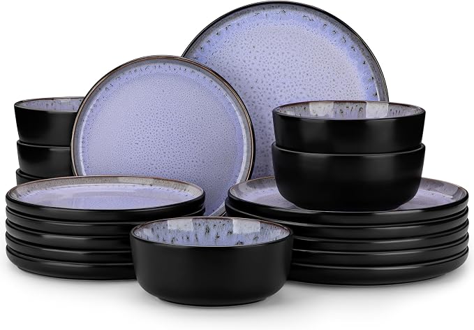 vancasso Plates and Bowls Sets, 18 Pieces Stoneware Dinnerware Sets by vancasso