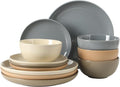 Gibson Home Rockaway 12 Piece Plates and Bowls Matte Outside/Shiny Inside Glaze by GibsonHomewares