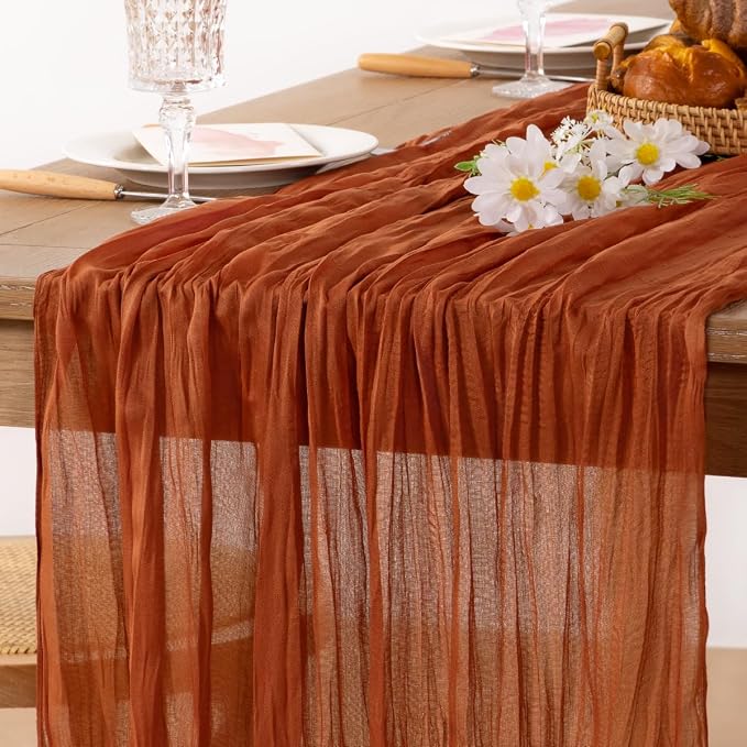 12 Pack Cheesecloth Terracotta Table Runner 10ft Rustic Gauze Decor | - Image 2