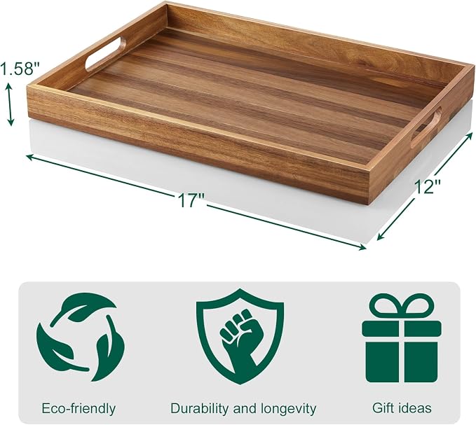 17 Inch Acacia Wood Serving Tray - Image 7