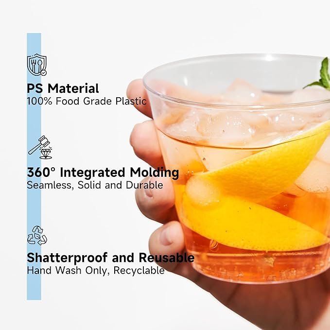RACETOP 9 oz 200 packs Clear Disposable Plastic Cups, Durable Plastic Cups - Image 4