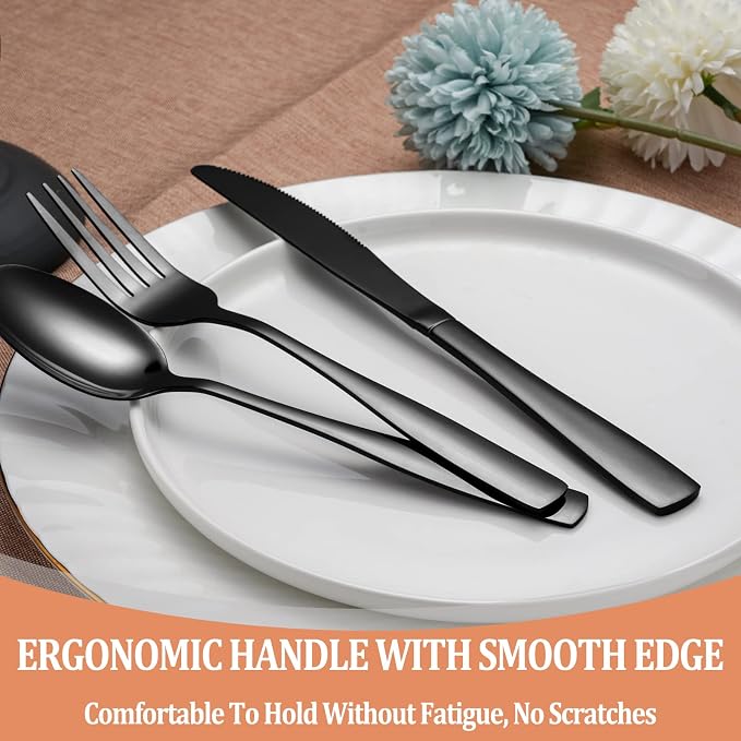 20 Pcs Black Silverware Set, Food-Grade Stainless Steel Flatware Set - Image 5