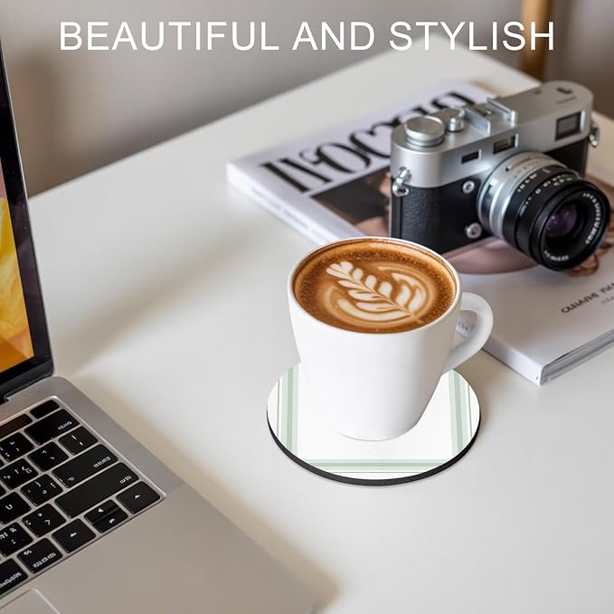 Coasters Set of 2, Simple Lines Round Drink Coasters - Image 7