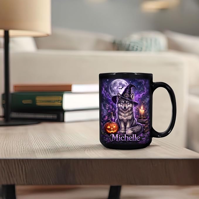Hyturtle Personalized Halloween Wolf Mug, Custom Name Gift - Image 6