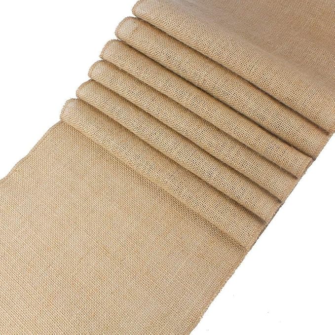 MDS® Pack of 20 Natural Burlap Table Runner, 12 x 108 Inch, Jute Vintage Rustic - Image 9