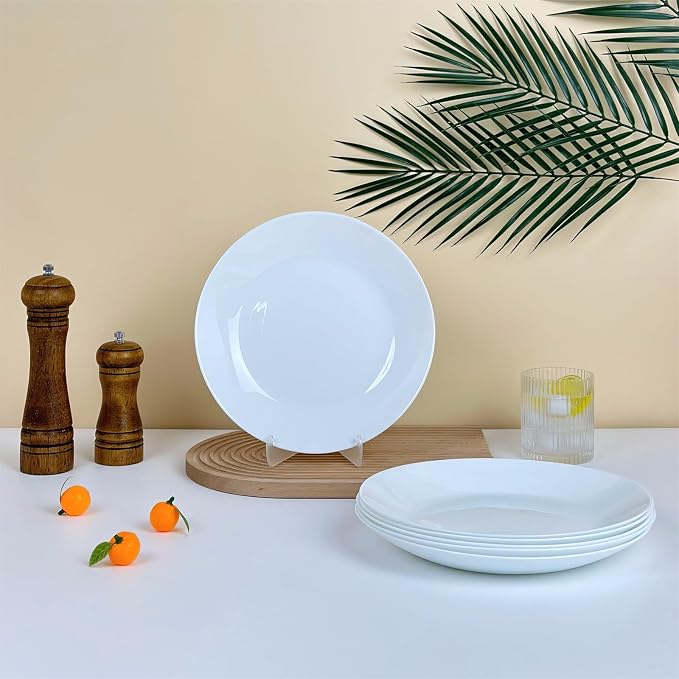 White Bone China Dinner Plates 10.5 Inch Set of 6 Microwave Dishwasher Safe | - Image 3