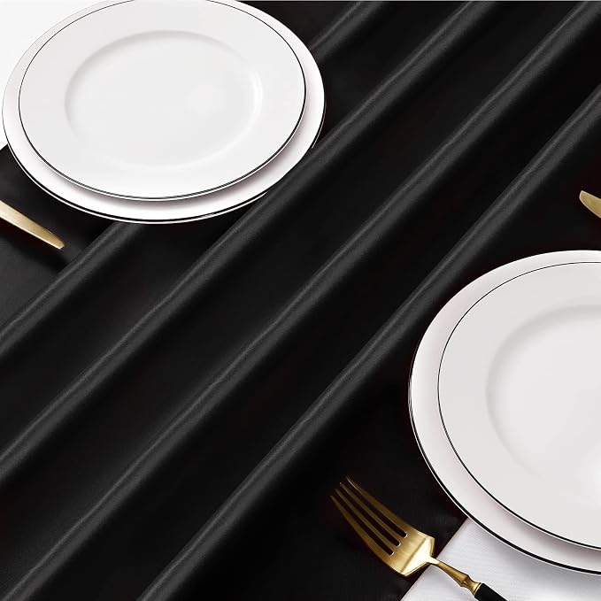 Manyshofu Black Satin Table Runner 12x108 - Image 2