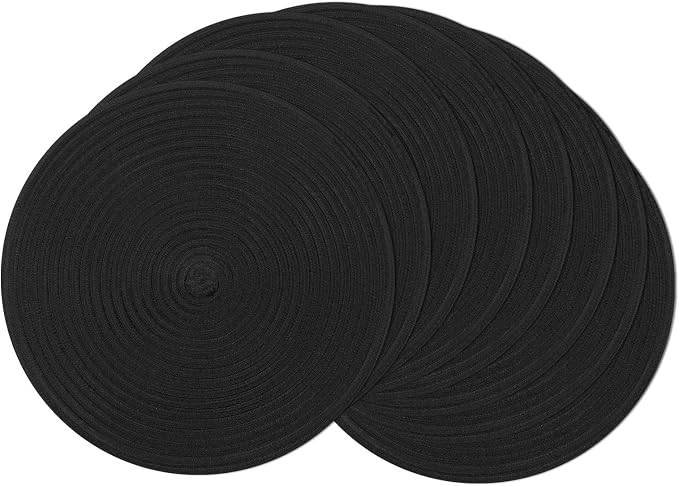 SHACOS Round Braided Placemats Set of 8 Washable Cotton Polyester Woven Round by SHACOS