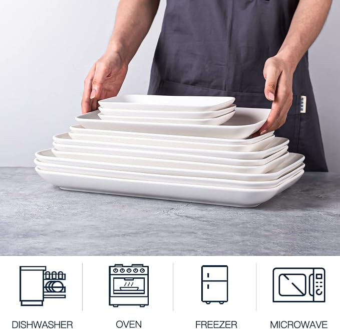 DELLING 8 Inch White Rectangular Plates Set of 3 - Image 3