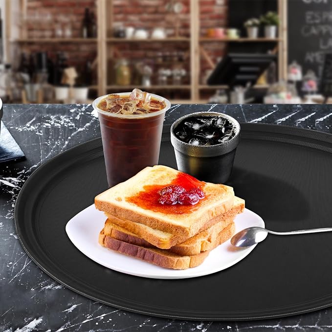 4Pcs 24 Inch x 29 Inch Large Restaurant Serving Trays, Oval Plastic Food - Image 4
