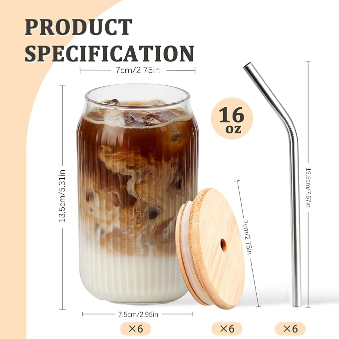 6 Packs Ribbed Glass Tumbler - Image 2