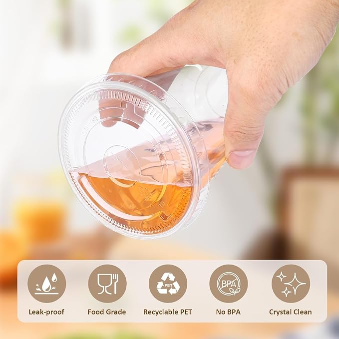 tchrules 50 Set 18oz Clear Round Bottom Plastic Cups - Image 5