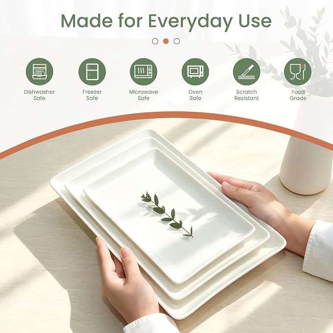 Kassel Ceramic Serving Platter Set White Porcelain Serveware - Image 3