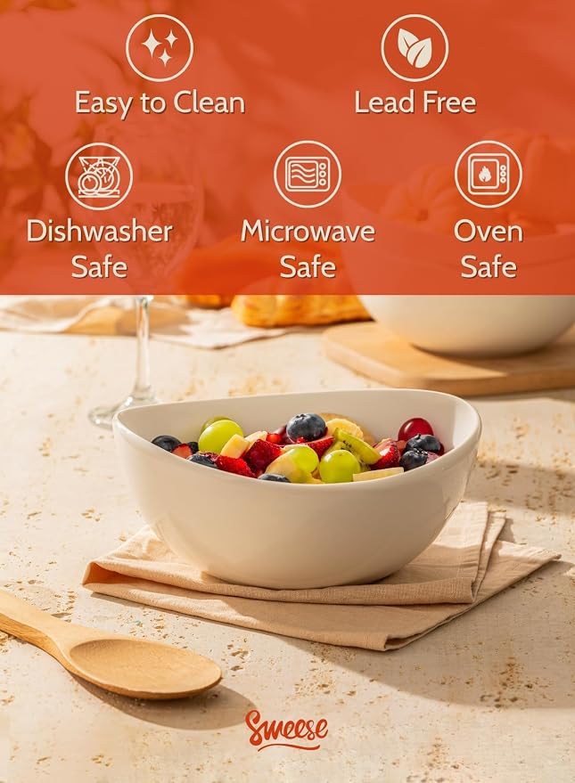 Sweese 42oz Porcelain Serving Bowls - Image 3