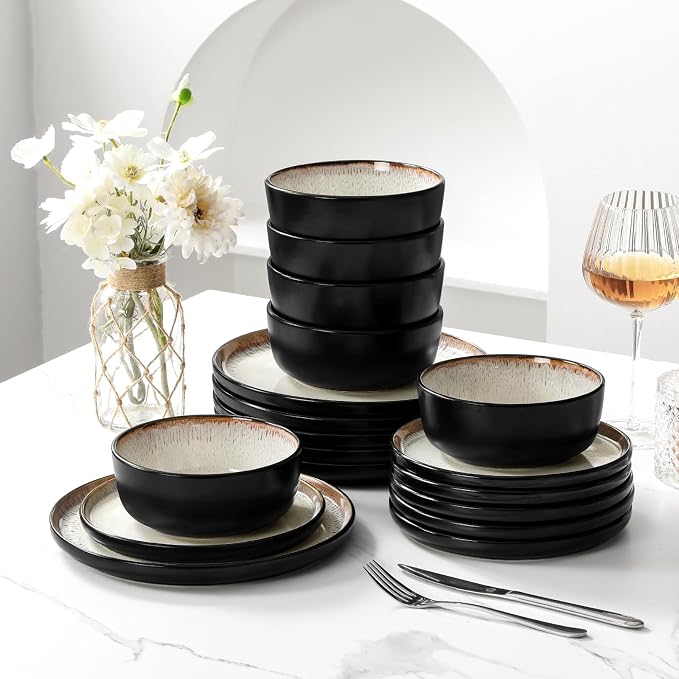 vancasso Plates and Bowls Sets, Ceramic Dinnerware Sets Stoneware Kitchen - Image 8