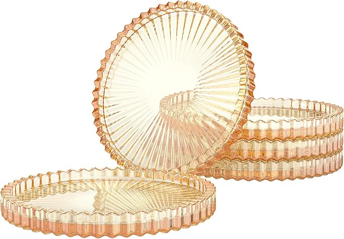 Amber Glass Coaster Set of 5, Round Glass Coaster, Suitable by Unknown