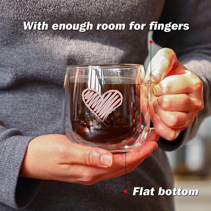 CNGLASS Double Walled Glass Coffee Mugs 10oz, Large Insulated Espresso Cups - Image 4