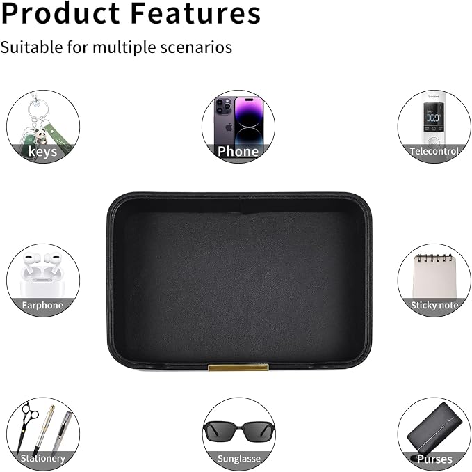 Luxury Leather Valet Tray Desktop Storage Organizer, Bedside Vanity Catchall - Image 7