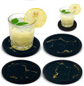 Set of 4 Black Silicone Coasters, Double-Sided Absorbent Felt & Non-Slip Cup by redomm