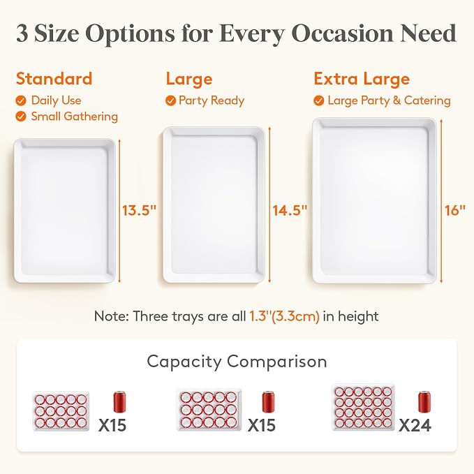 Lifewit 4 Pcs Large Serving Tray - Image 4