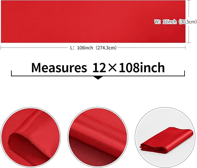 10-Pack Red Satin Table Runner 12 x 108 Inch Long Bright and Smooth Silk Fabric - Image 3