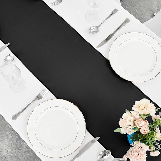4-Pack Black Satin Table Runner 12 x 108 Inch Long Bright and Smooth Silk - Image 5