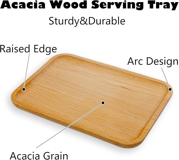 2 Pack Solid Wood Serving Platters and Trays of Natural - Image 3
