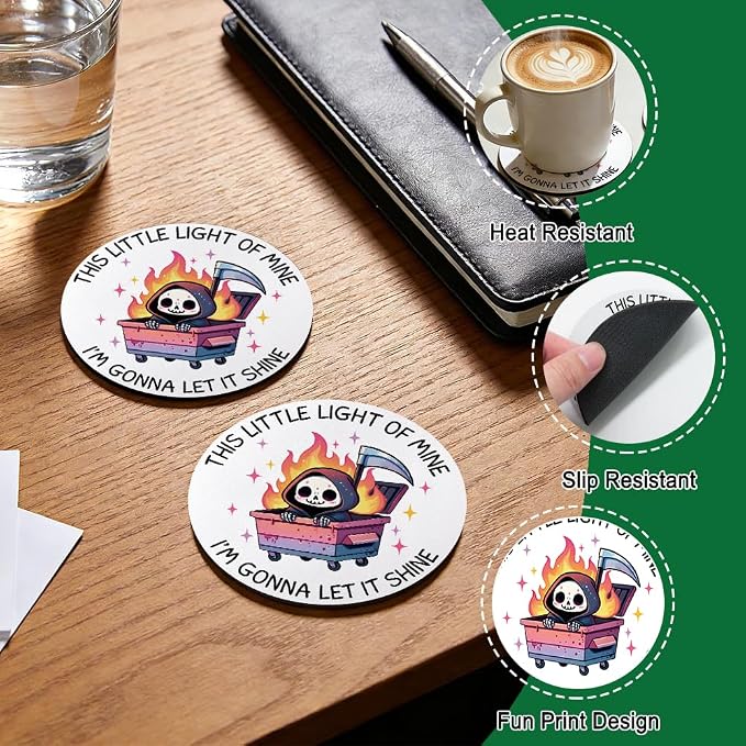 This Little Light of Mine I’m Gonna Let It Shine Drink Cup Holder Coaster Set - Image 3