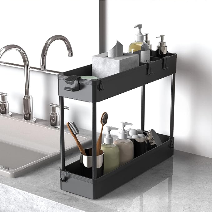 Slim Storage Cart 4 Tier, Bathroom Organizer Rolling Utility, Mobile Shelving - Image 3