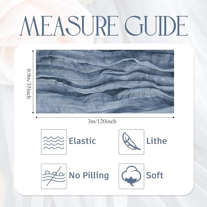 Cheesecloth Table Runner Dusty Blue 10FT Boho Gauze, 2 Pack | 120 Inch Cheese - Image 2