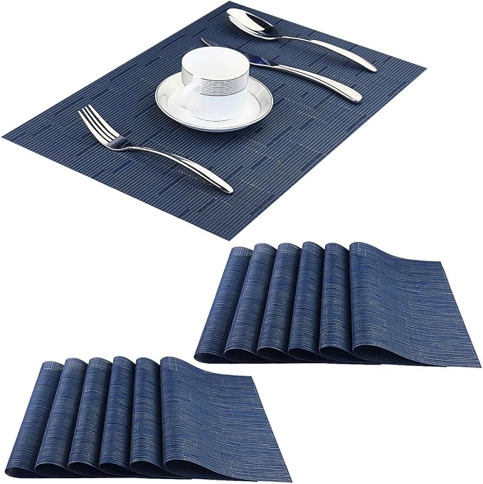 PIGCHCY Placemats Set of 12 Washable Durable Place Mats Vinyl Heat Resistant by PIGCHCY