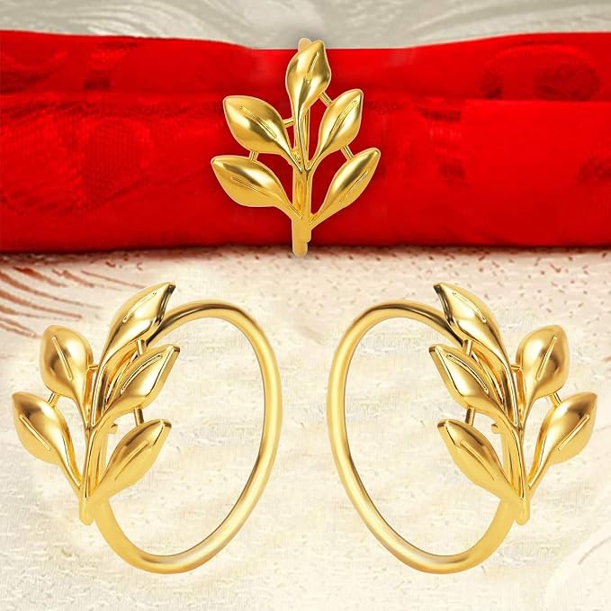KPOSIYA Set of 50 Leaf Napkin Rings Metal Gold Napkin Holder Table Napkin Rings - Image 7