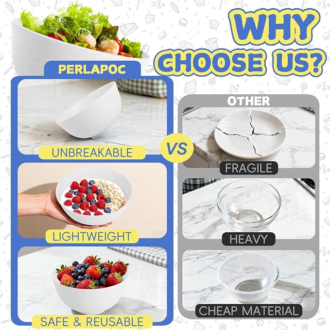 Wheat Straw Bowls 26 OZ, Plastic Bowls Reusable, Unbreakable Cereal Bowls Set - Image 4