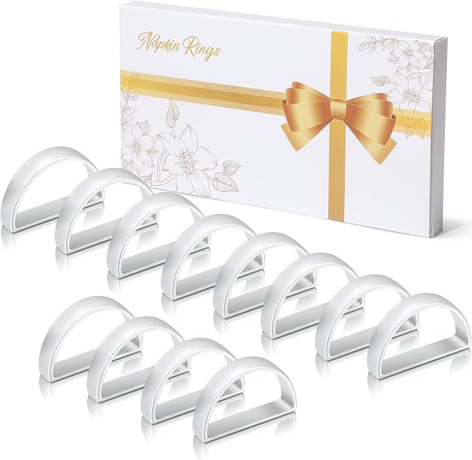KPOSIYA Napkin Rings Set of 12, Metal Silver Napkin Rings Bulk by KPOSIYA