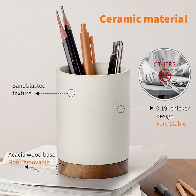 Ceramic Pen Holder for Desk, Pencil Cup, | Organizer and Makeup Brush Holder - Image 4