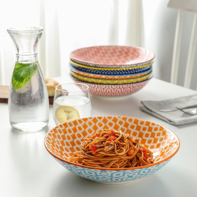Selamica Ceramic 30oz Large Pasta Salad Bowls 8 Inch Wide and Shallow Soup Bowls - Image 5