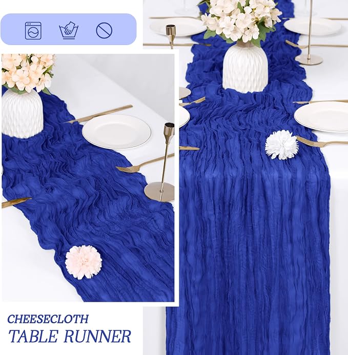 6 Pack Royal Blue Cheesecloth Table Runner 17x108 Inch Semi Sheer Boho Gauze - Image 6
