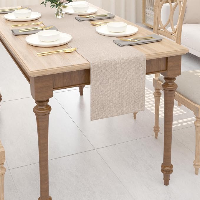 2 Piece Fabric in 1 Soft Faux Linen Table Runner - Image 5
