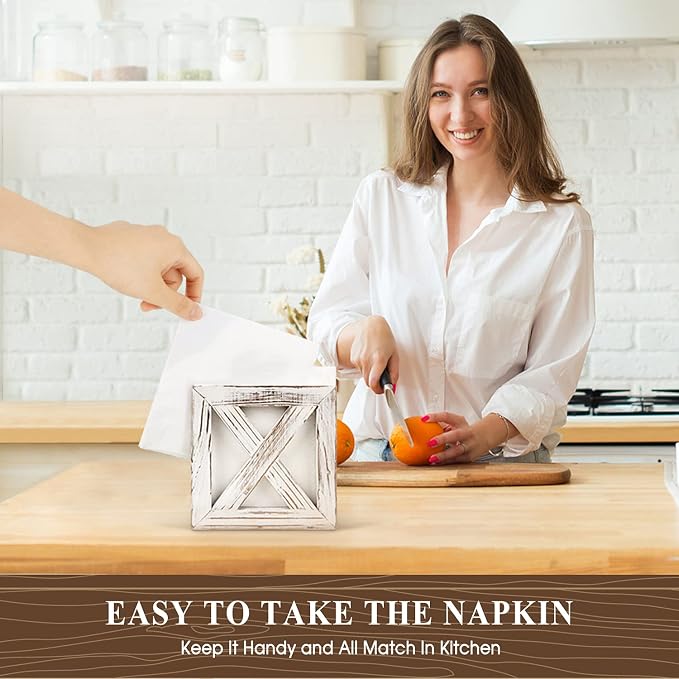 Farmhouse Wooden Napkin Holder for Tables, Rustic Kitchen Decor | for Counter - Image 4