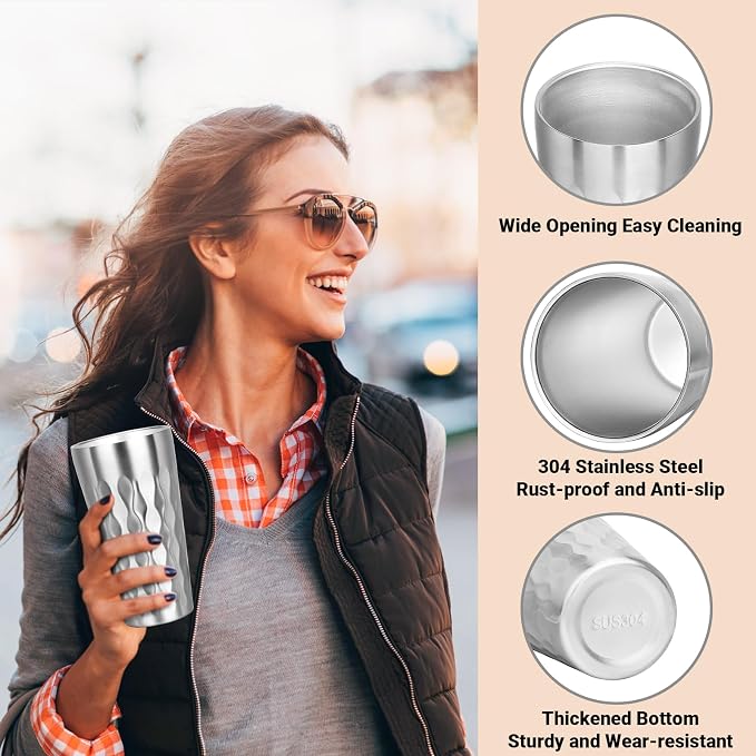 Stainless Steel Drinking Glasses, 19 oz Insulated Tumbler, 8 Pack Double Wall - Image 4