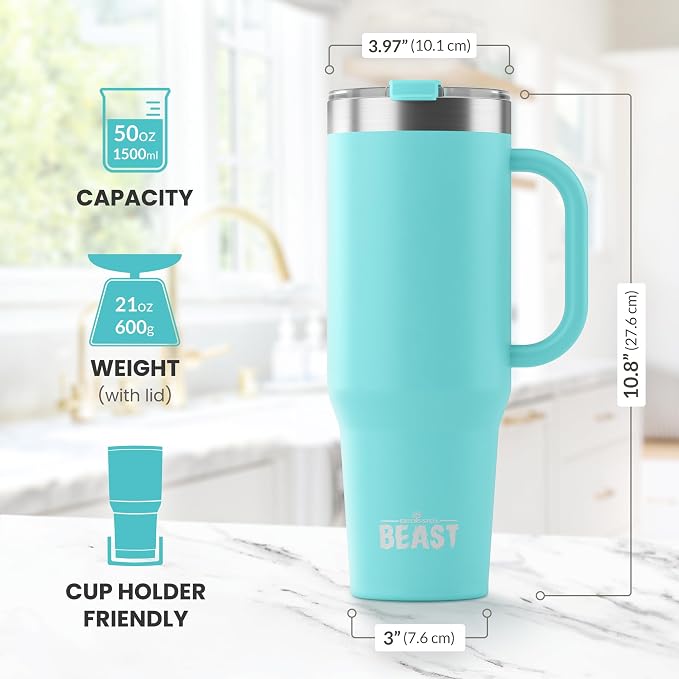 Beast 50 oz Tumbler with Handle Stainless Steel Vacuum Insulated Coffee Ice Cup - Image 7