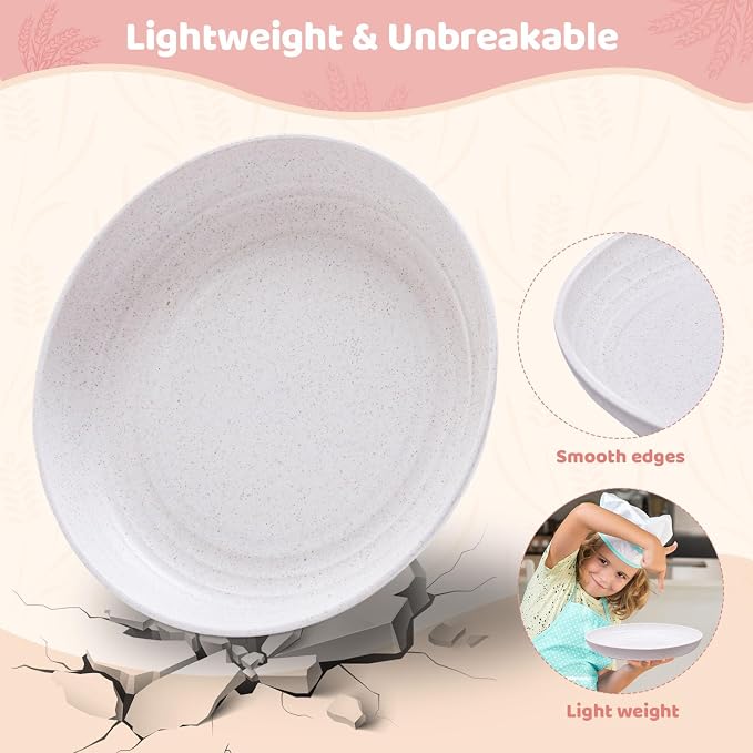 MISS BIG Wheat Straw Dessert Plates Set of 8, 8 Inch, BPA Free, 4 Colors | 8 - Image 2
