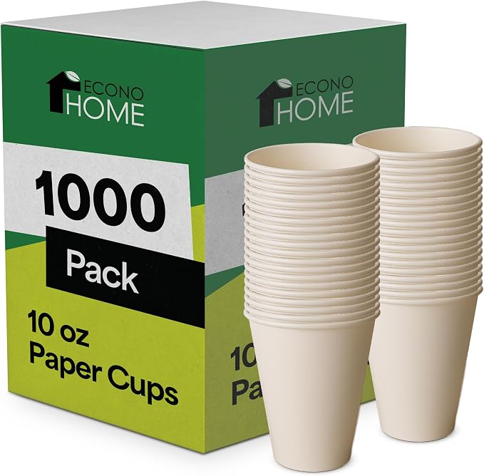 EconoHome 10 oz 1000 Pack Disposable Coffee Paper Cups by EconoHome