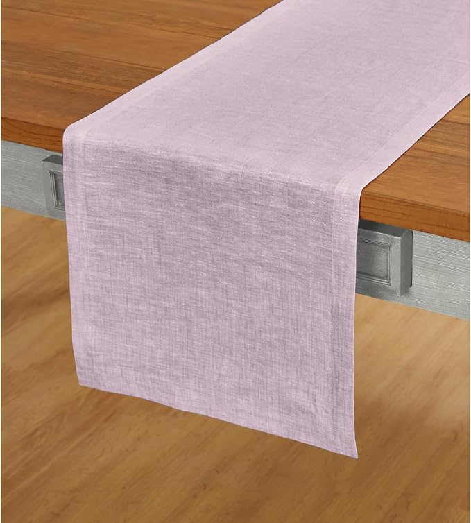Solino Home 100% Pure Linen Table Runner Lavender Woven, Athena 14 x 72 in | by SolinoHome