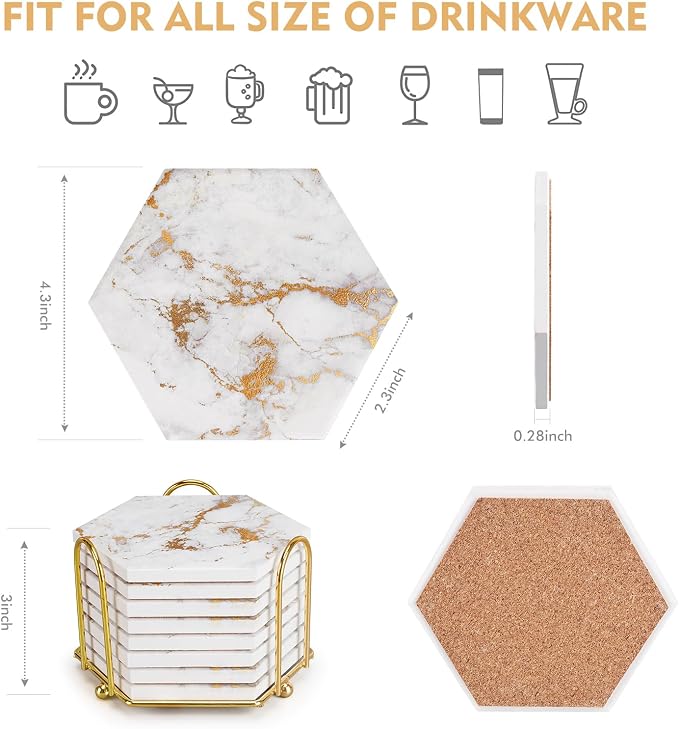 Gold Coasters, Marble Coaster Set - Image 4