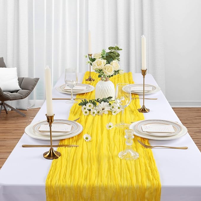 12 Pack Lemon Yellow Cheesecloth Table Runner 10Ft Gauze Cheese Cloth Table - Image 3